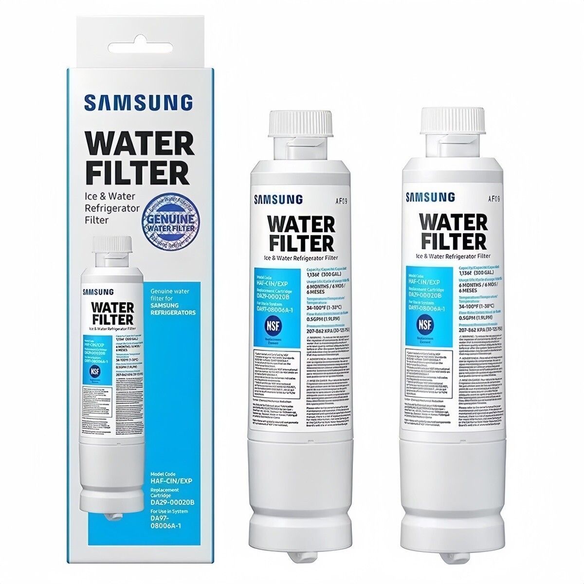 2 PACK Genuine Samsung DA29-00020B HAF-CIN/EXP Refrigerator Water Filter USA